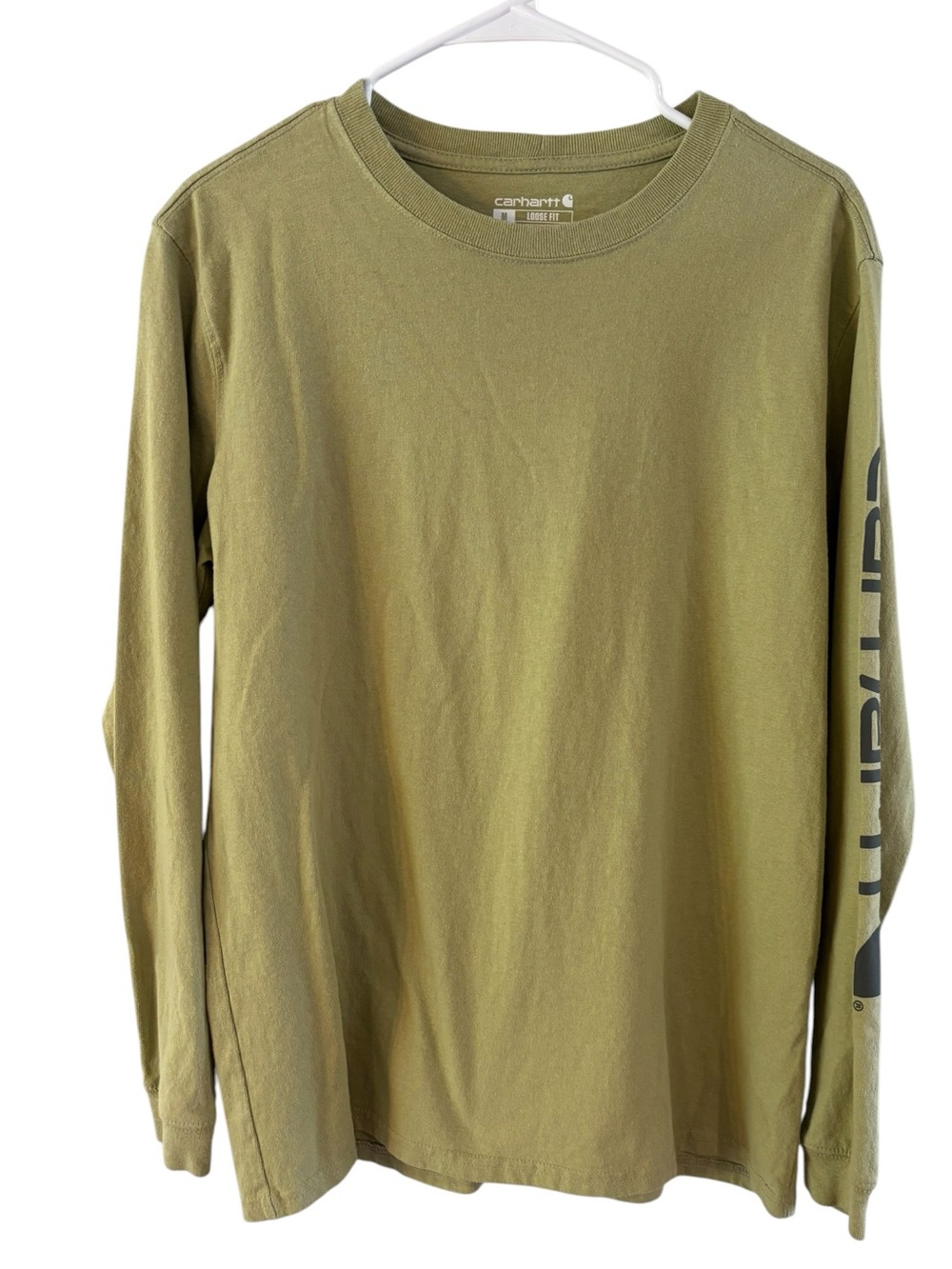 Carhartt Women’s Loose Fit Long-Sleeve Logo Tee Olive Green Size Medium